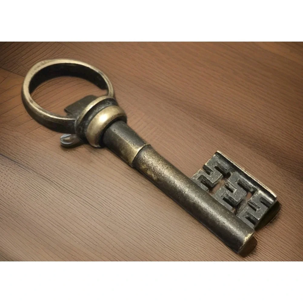 Vintage Brass Key Shaped Wine Key & Bottle Opener Brown Tarnish Finish 5.5